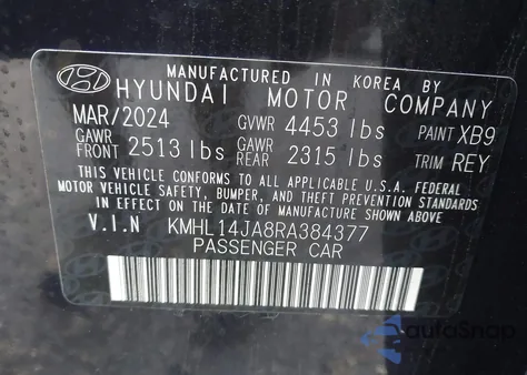 2024 Hyundai Sonata Sel z USA, uszkodzony, nr VIN KMHL14JA8RA384377